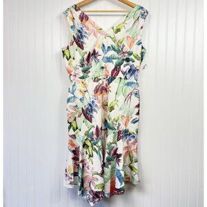 Maggy London Handkerchief Hem Floral Dress Multicolor Size US 14P Petite NWOT